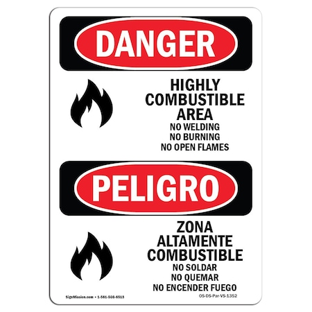 OSHA Danger, 7 Height, Rigid Plastic